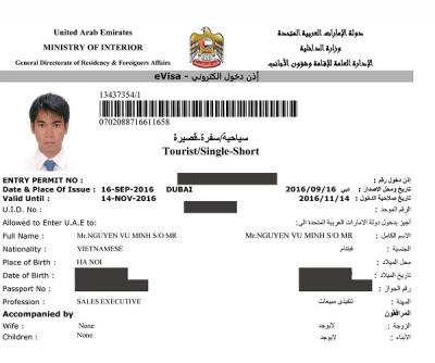 Chúc mừng anh Nguyễn Vũ Minh đã nhận được visa du lịch Dubai nhờ sự hỗ đắc lực của Visa Vietpower